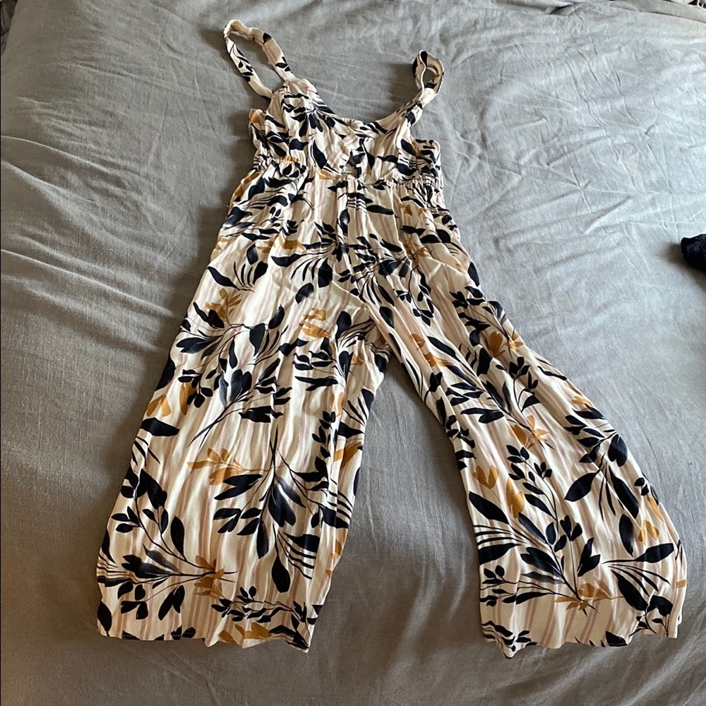 Saltwater LUXE Cream and Black Jumpsuit with Wide-Leg Design